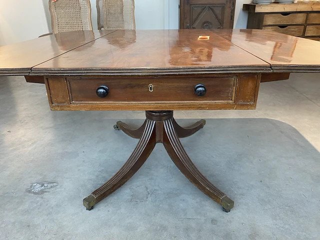 Mahonie vouwbare tafel met lades - afbeelding 2 van  3