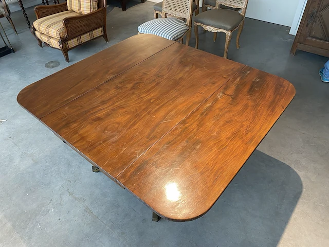 Mahonie vouwbare tafel met lades - afbeelding 3 van  3