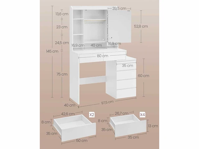 Make-up tafel - led spiegel - afbeelding 3 van  5