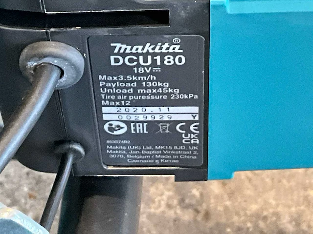 Makita dcu 180 electrische kruiwagen 18v systeem - afbeelding 6 van  16