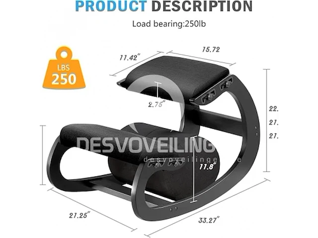 Mallvitally verstelbare knielende stoel - afbeelding 3 van  4