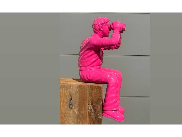 Man met verrekijker h70cm pink - afbeelding 2 van  2