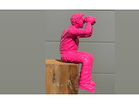 Man met verrekijker h70cm pink - afbeelding 2 van  2
