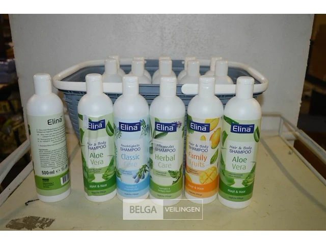 Mandje met ± 16x500ml elina shampoo - afbeelding 1 van  1