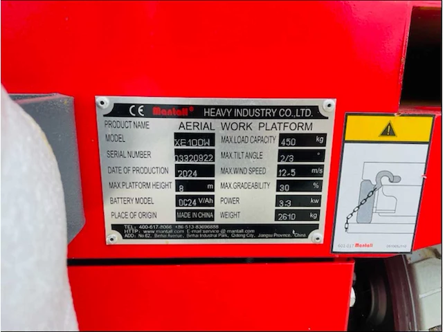 Mantall xe 100 w schaarlift nieuw - 2024 - afbeelding 12 van  14