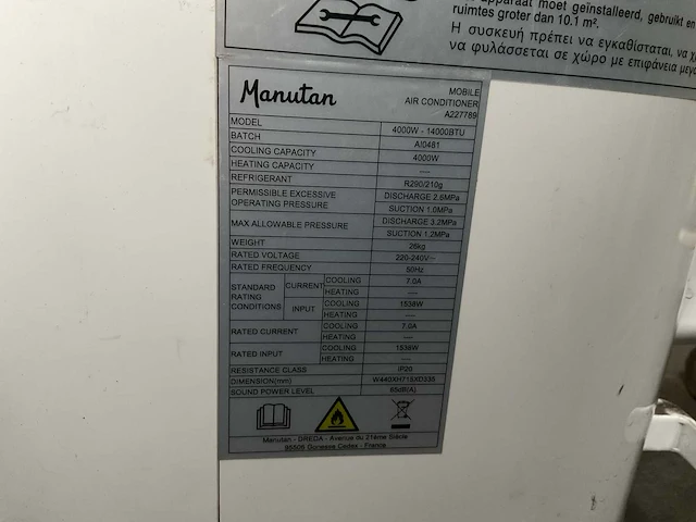 Manutan mobiele airco - afbeelding 3 van  3