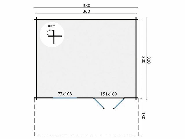 Marbella - tuinhuis 34mm 4500x3800x2500mm onbehandeld - afbeelding 2 van  5