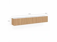 Marceau tv-meubel voor aan de muur met latteneffect en marmeren blad - afbeelding 8 van  8