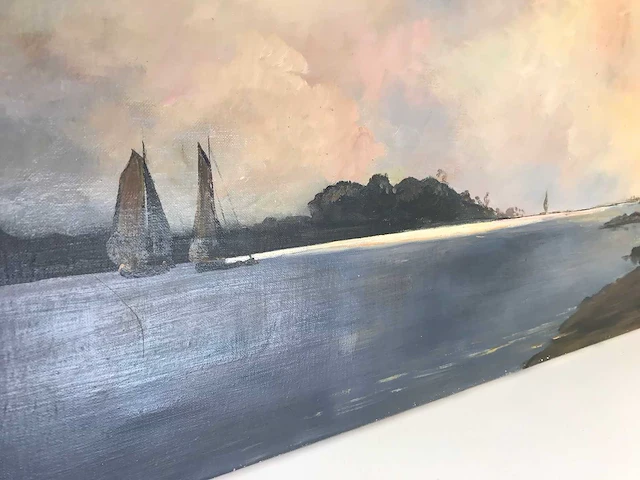 Maritiem olieverfschilderij. vermoedelijke nederlands indië. gesigneerd. - afbeelding 3 van  6