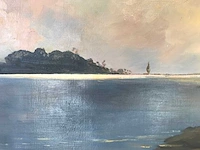 Maritiem olieverfschilderij. vermoedelijke nederlands indië. gesigneerd. - afbeelding 5 van  6