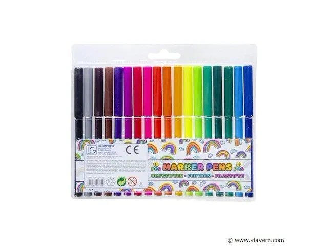 Markeerstiften set van 18 16x6x1cm 12 sets - afbeelding 1 van  1