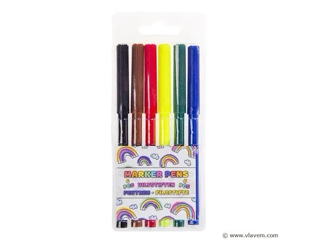 Markeerstiften set van 6 16x6x1cm 24 sets - afbeelding 1 van  1