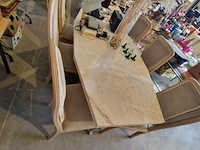 Marmeren tafel en zes stoelen - afbeelding 1 van  3