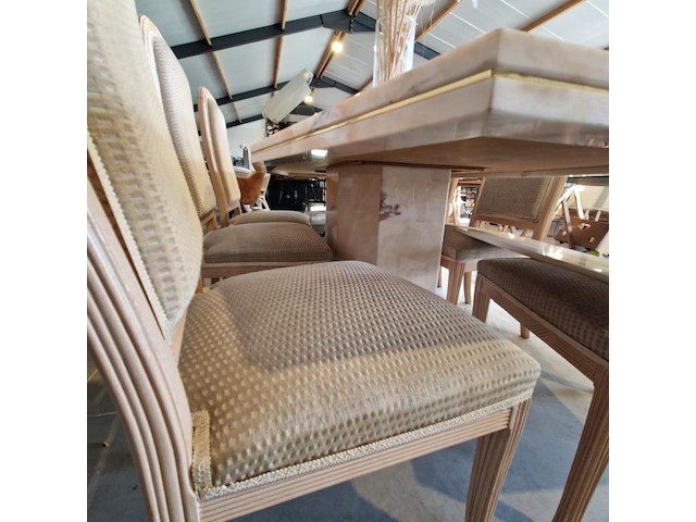 Marmeren tafel en zes stoelen - afbeelding 2 van  3