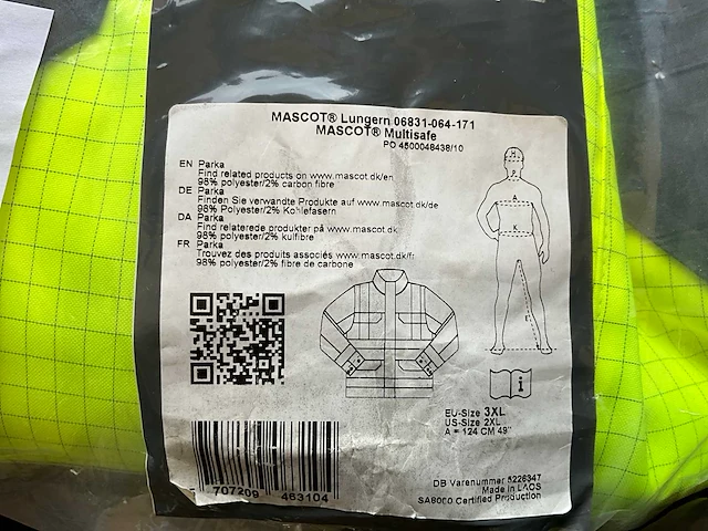 Mascotte. gewatteerde veiligheid fluor parka.3xxl. - afbeelding 2 van  2