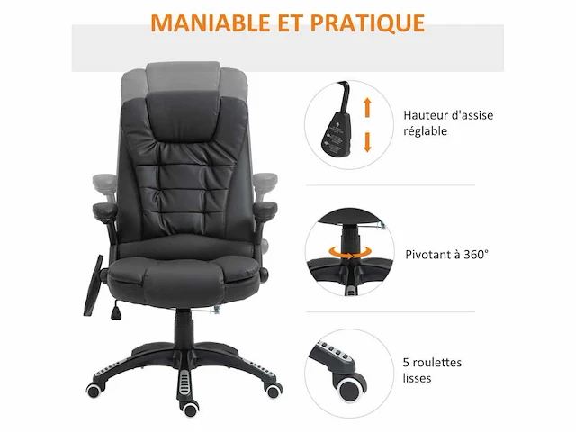 Massage en verwarmde bureaustoel - afbeelding 5 van  6