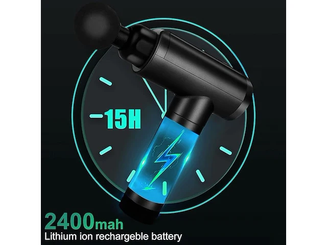 Massage gun - diepe spierontspanning en herstel - ideaal voor sporters en ontspanning - meerdere opzetstukken en snelheden - krachtig en stil design - draadloos en oplaadbaar voor flexibel gebruik - afbeelding 2 van  5