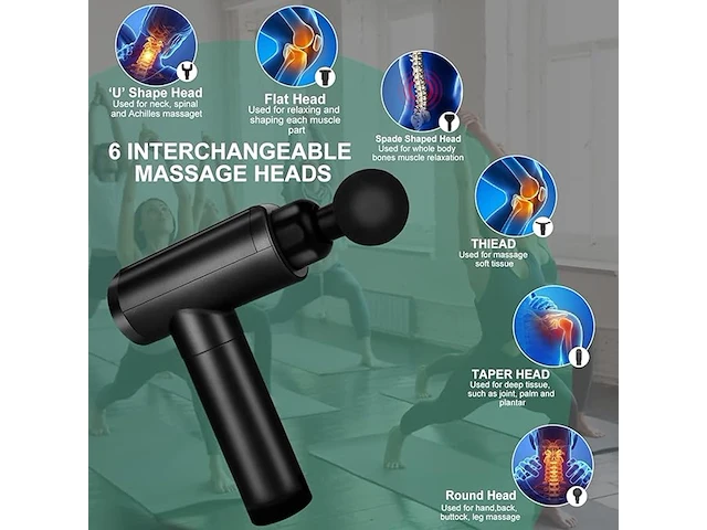 Massage gun - diepe spierontspanning en herstel - ideaal voor sporters en ontspanning - meerdere opzetstukken en snelheden - krachtig en stil design - draadloos en oplaadbaar voor flexibel gebruik - afbeelding 3 van  5