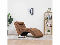 Massage loungestoel met kussen bruin suède kunstleer - afbeelding 2 van  7