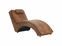 Massage loungestoel met kussen bruin suède kunstleer - afbeelding 3 van  7