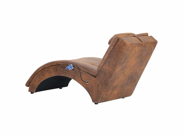 Massage loungestoel met kussen bruin suède kunstleer - afbeelding 5 van  7