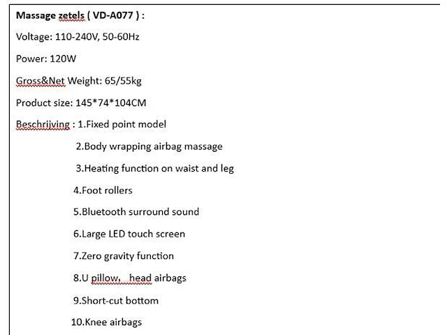 Massage zetel grijs wit - afbeelding 2 van  2