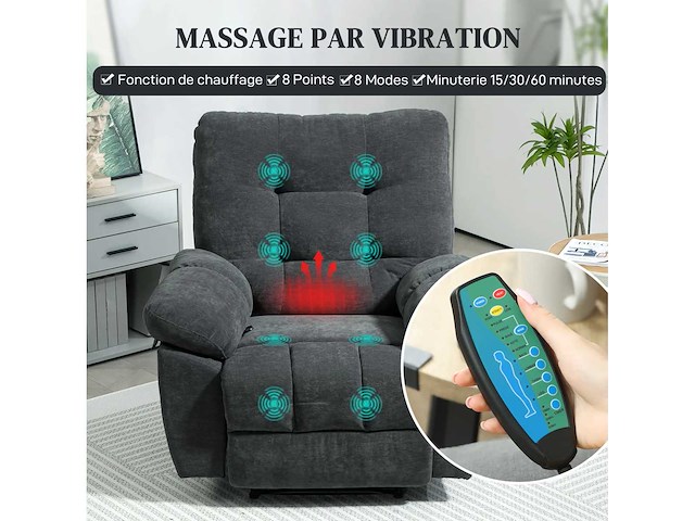 Massagestoel, elektrische relaxstoel met vibratieverwarming - afbeelding 5 van  6