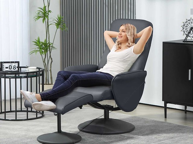 Massagestoel met voetensteun, ergonomische stoel met 10 vibratiepunten - afbeelding 1 van  6