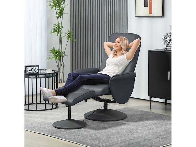 Massagestoel met voetensteun, ergonomische stoel met 10 vibratiepunten - afbeelding 2 van  6