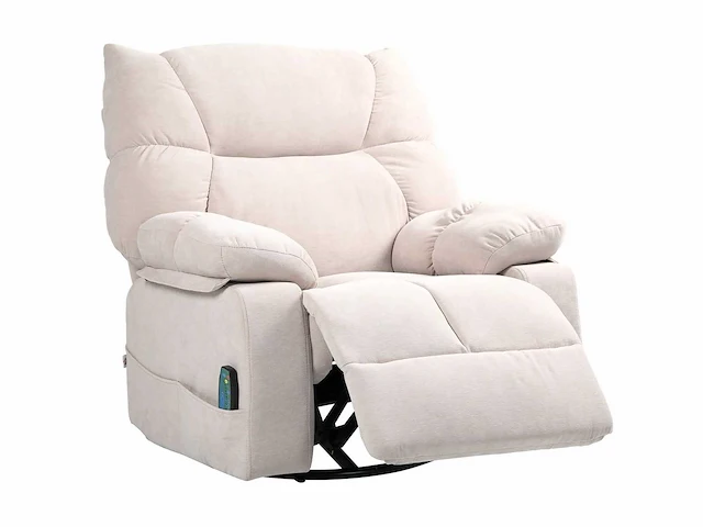 Massagestoel met warmte- en kantelfunctie, draaibaar, tot 150 kg, metalen frame, 98x90x98cm, beige - afbeelding 1 van  5