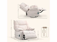 Massagestoel met warmte- en kantelfunctie, draaibaar, tot 150 kg, metalen frame, 98x90x98cm, beige - afbeelding 2 van  5