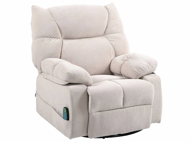 Massagestoel met warmte- en kantelfunctie, draaibaar, tot 150 kg, metalen frame, 98x90x98cm, beige - afbeelding 5 van  5