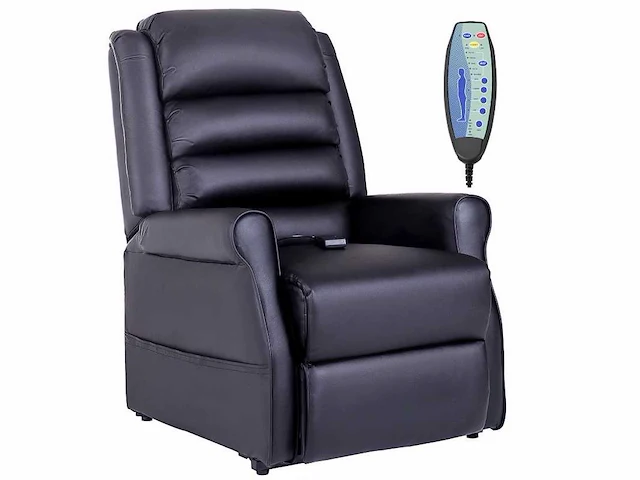 Massagestoel met zit-sta-ondersteuning, relaxstoel met zit-sta-ondersteuning, afstandsbediening inbegrepen, zwart - afbeelding 2 van  9