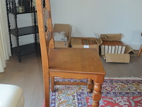 Massief eiken uitschuifbare tafel ca. 2 x 0,80m, 6 massief eiken stoelen, oosters tapijt ca. 3,50 x 2,50m - afbeelding 5 van  13