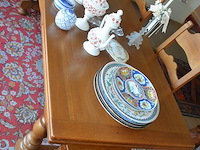 Massief eiken uitschuifbare tafel ca. 2 x 0,80m, 6 massief eiken stoelen, oosters tapijt ca. 3,50 x 2,50m - afbeelding 2 van  13