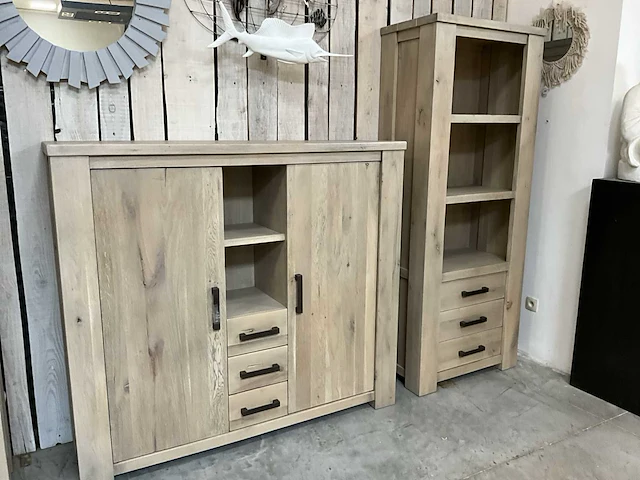 Massief eiken wandkast set - afbeelding 2 van  5