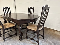Massief houten tafel met 4 stoelen - afbeelding 2 van  8