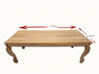 Massief teak hout tafel recht 195cm