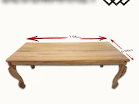 Massief teak hout tafel recht 195cm - afbeelding 1 van  1