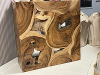 Massief wortelhouten / root wood salontafel 100cm x 100cm h42cm - afbeelding 1 van  1