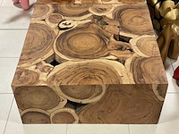 Massief wortelhouten / root wood salontafel 100cm x 100cm h42cm