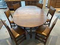 Massieve ovaal tafel (inklapbaar) met 6 stoelen - afbeelding 5 van  5