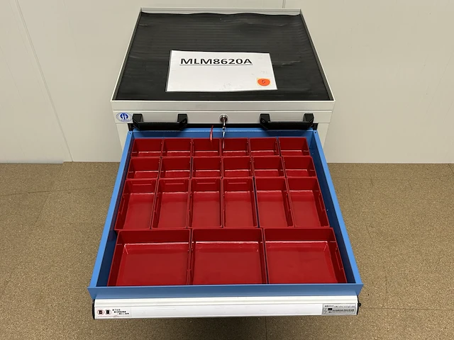 Materiaalkar met 2lades en deur 56x57x86cm - afbeelding 3 van  4