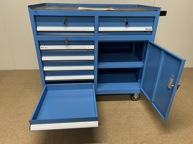 Materiaalkar met 7lades en kleine kast 102x58x96cm - afbeelding 3 van  5