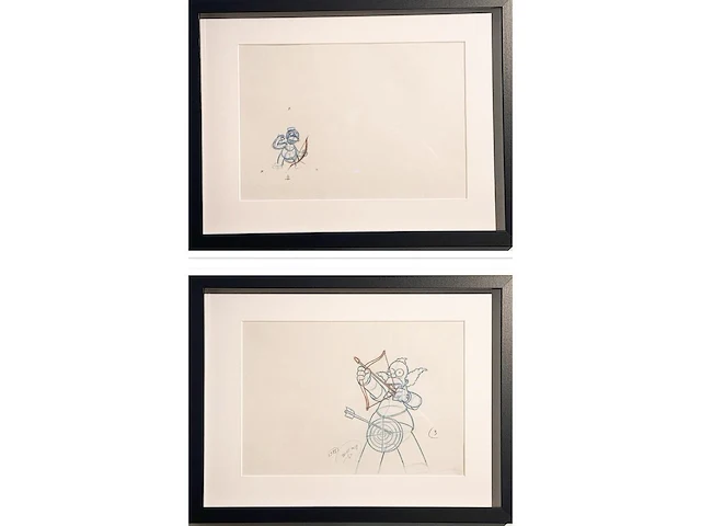 Matt groening - krusty + mr. teeny - originele tekening - afbeelding 1 van  1