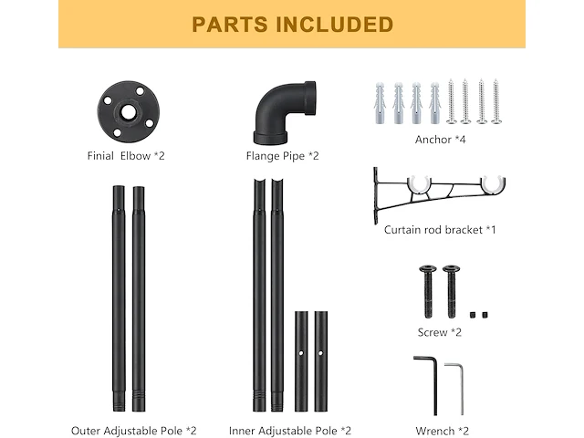 Matzwarte gordijnroedes 74-269cm - afbeelding 4 van  5