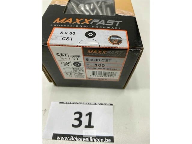 Maxxfast torx houtschroef inox 5 x 80 cst 100 stuks - afbeelding 1 van  3