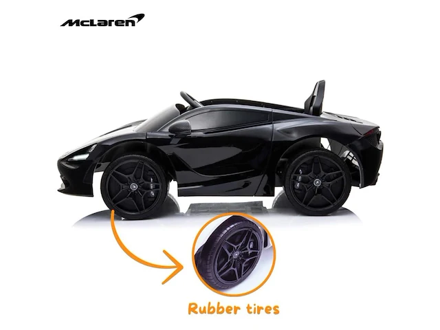 Mclaren 720s elektrische kinderauto 12v - 1 tot 6 jaar - rubberen banden - zwart (nieuw) - afbeelding 2 van  5