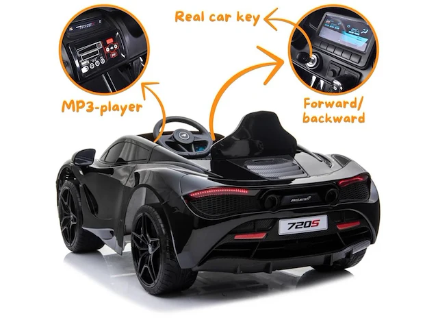 Mclaren 720s elektrische kinderauto 12v - 1 tot 6 jaar - rubberen banden - zwart (nieuw) - afbeelding 3 van  5