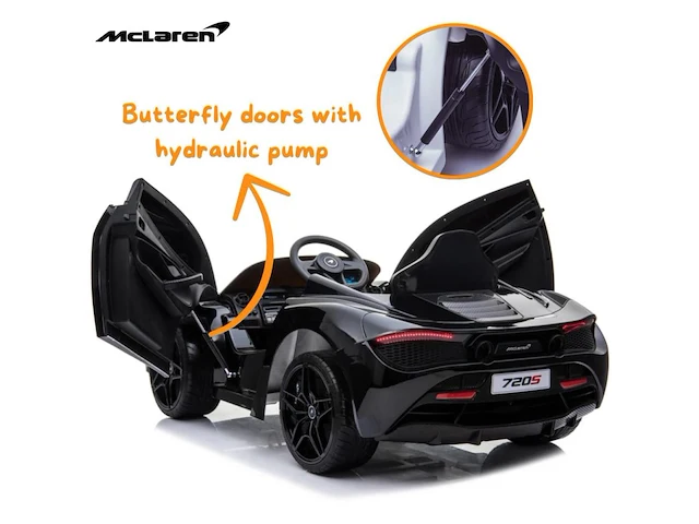Mclaren 720s elektrische kinderauto 12v - 1 tot 6 jaar - rubberen banden - zwart (nieuw) - afbeelding 5 van  5